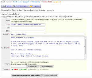 CS-Ticket: Antworten-Fenster