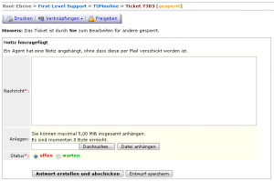 CS-Ticket: Neue Notiz anhängen